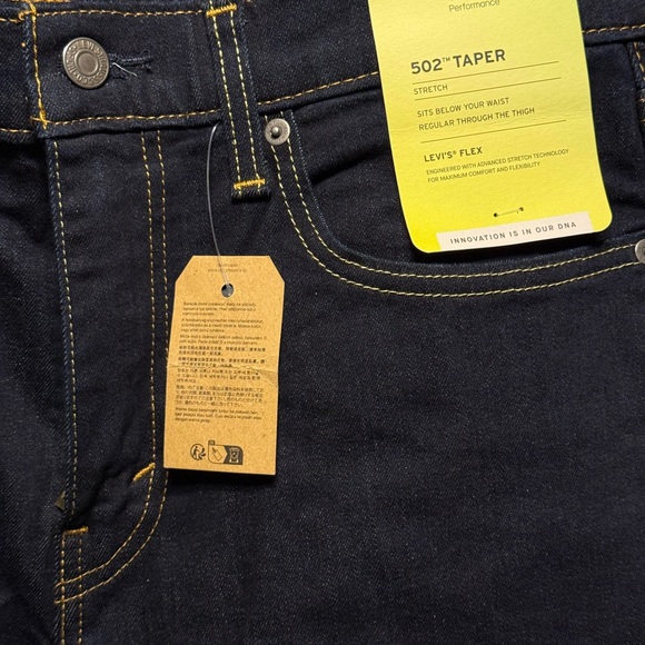 Levi's Men's 502 Taper Stretch Jeans Deep Indigo 32 New - Picture 6 of 7